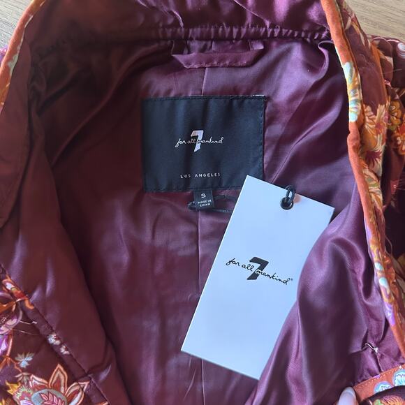 7 for All Mankind Floral Crop Quilted Barn Jacket - Picture 6 of 7